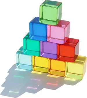 Rainbow Acrylic Gem Cubes Blocks Children Educational Sensory Training Crystal Toys Baby Learn Color Light Shadow Stacking Toys (10-Pcs)