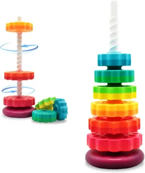Rainbow Spin & Stack Toy for Sensory Learning | LUCKFUTURE
