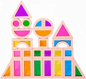 Rainbow Blocks,Acrylic Building Block,Rainbow Stacking Sensory Toys,Toys Set Colorful Preschool Learning Educational Toys for Boys and Girls, Blocks for Toddlers 1-3 (25 PCS)