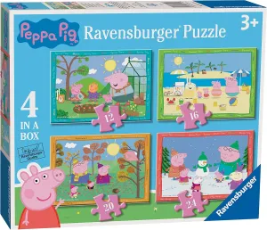 Ravensburger Peppa Pig Four Seasons 4 in Box (12, 16, 20, 24 Pieces) Jigsaw Puzzles for Kids Age 3 Years Up