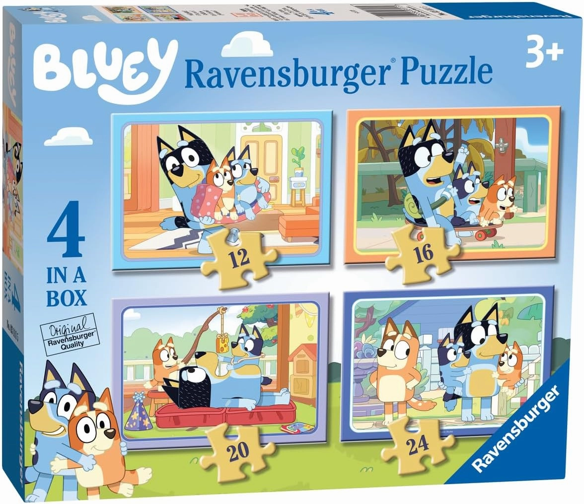 Ravensburger Bluey - 4 in Box (12, 16, 20, 24 Pieces) Jigsaw Puzzles for Kids Age 3 Years Up