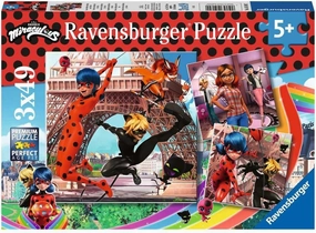Ravensburger Miraculous: Tales of Ladybug & Cat Noir 3 x 49 Piece Jigsaw Puzzles for Kids Age 5 Years Up