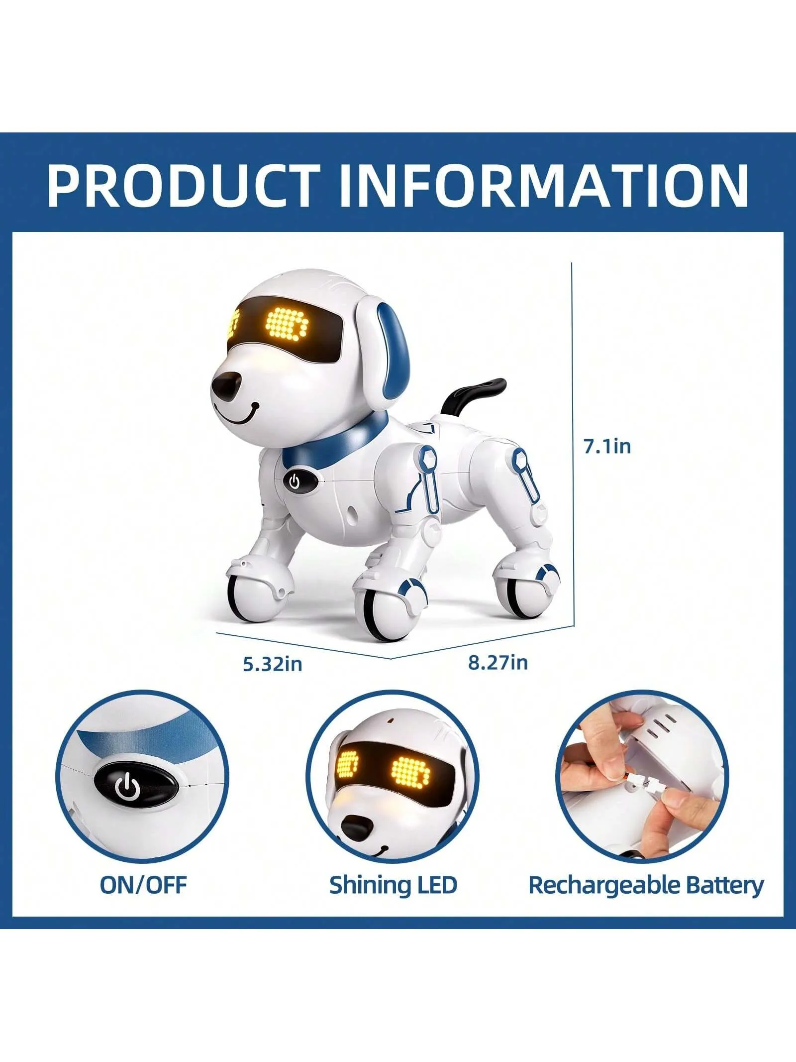 RC Robot Dog, 2.4GHz Remote Control Robot Pet, Smart Artificial Intelligent Robot Dog, Toys For Children Over 3 Years, 3.7V Rechargeable Battery, Children's Best Playmate