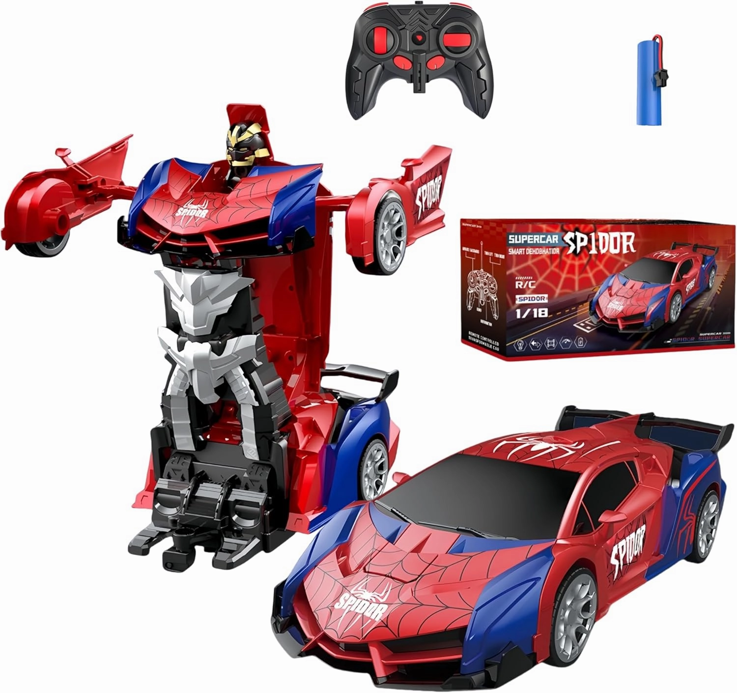 RC Transform Car for Kids - 2.4GHz Remote Control, 1:18 Scale, One-Button Deformation, 360° Rotation, Best Gift for Boys 3-12