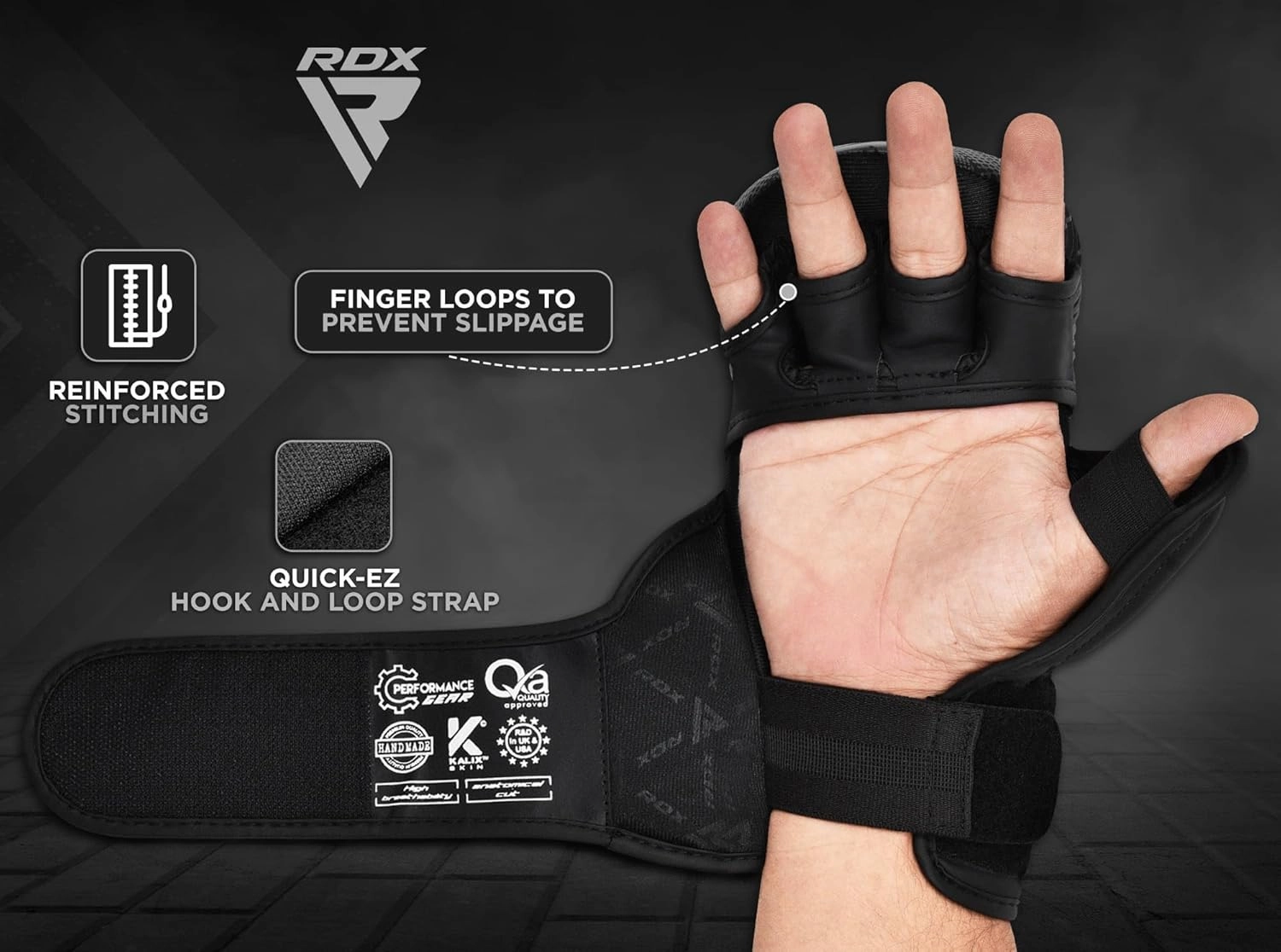 RDX IMMAF Approved Sparring Grappling Gloves, Professional Grade Hybrid Design for Competition Level and Training, Ventilated Open Palm, Adjustable Wrist Straps, Martial Arts Muay Thai, Men Women
