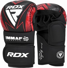 RDX IMMAF Approved Sparring Grappling Gloves, Professional Grade Hybrid Design for Competition Level and Training, Ventilated Open Palm, Adjustable Wrist Straps, Martial Arts Muay Thai, Men Women