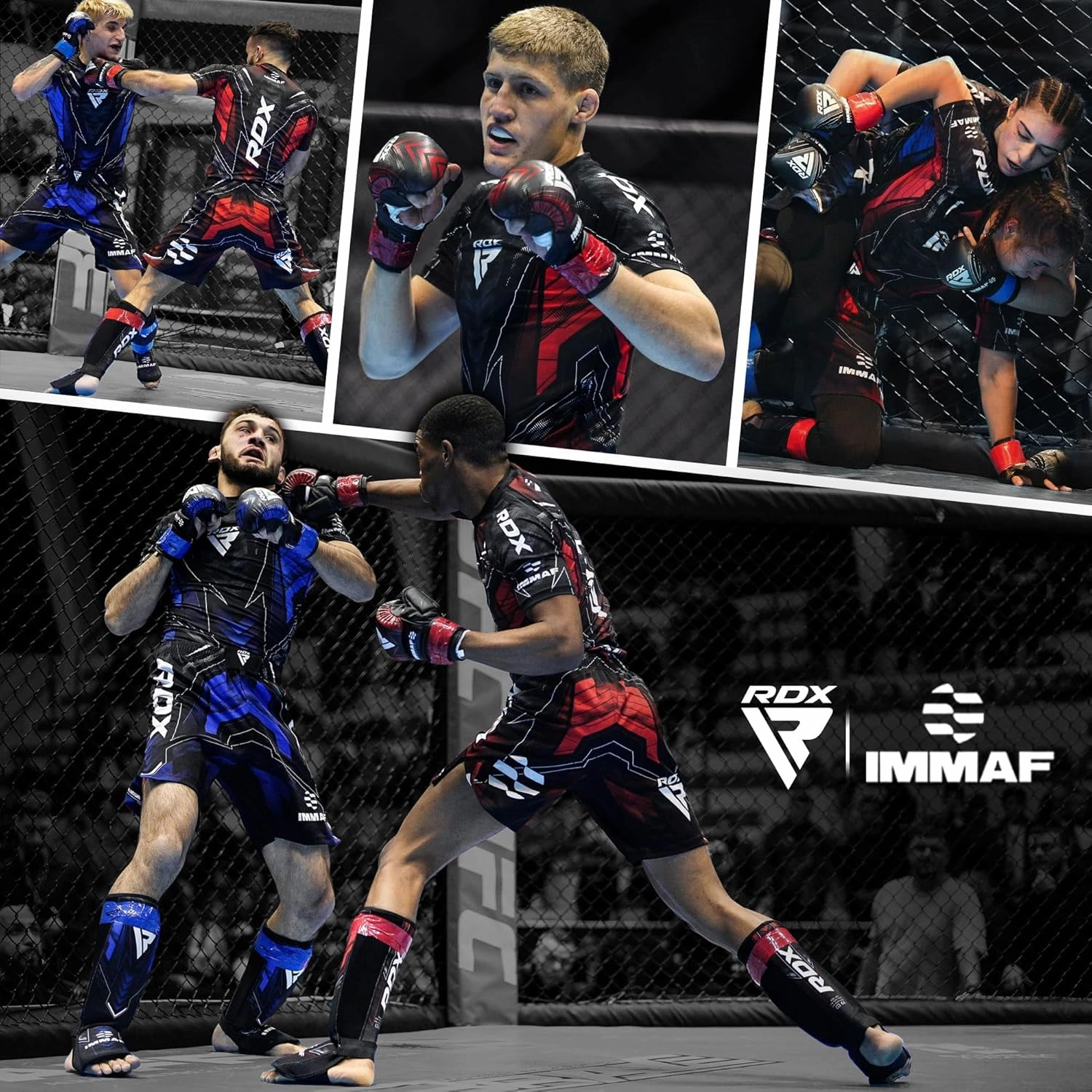 RDX IMMAF Approved Sparring Grappling Gloves, Professional Grade Hybrid Design for Competition Level and Training, Ventilated Open Palm, Adjustable Wrist Straps, Martial Arts Muay Thai, Men Women