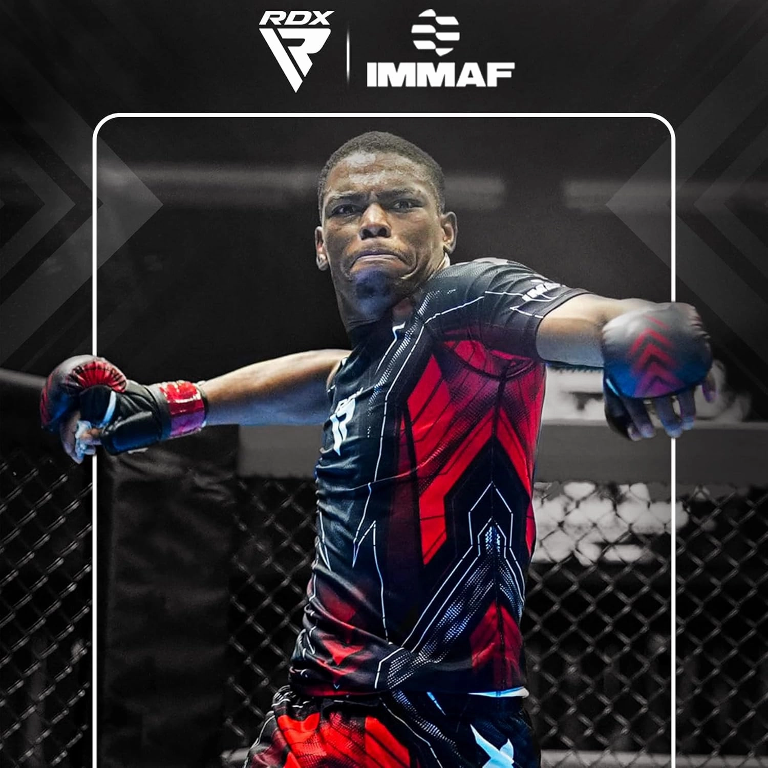 RDX IMMAF Approved Sparring Grappling Gloves, Professional Grade Hybrid Design for Competition Level and Training, Ventilated Open Palm, Adjustable Wrist Straps, Martial Arts Muay Thai, Men Women