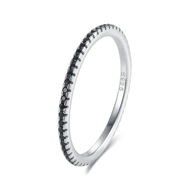 Real 925 Sterling Silver Colorful CZ Rings Stack-able Personalized Gold Color Platinum Plated for Women Fine