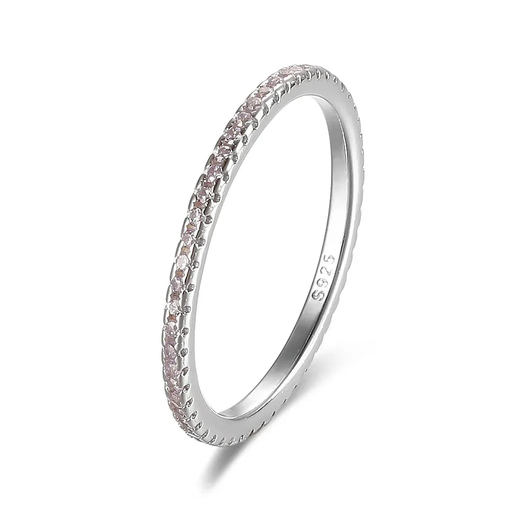 Real 925 Sterling Silver Colorful CZ Rings Stack-able Personalized Gold Color Platinum Plated for Women Fine