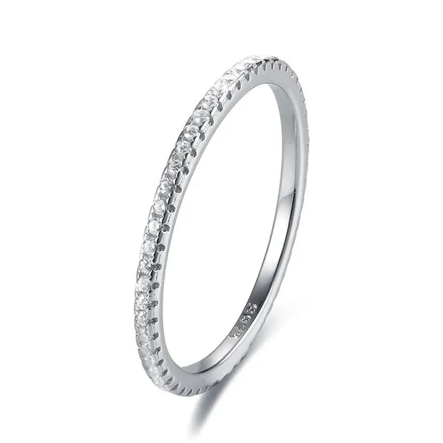 Real 925 Sterling Silver Colorful CZ Rings Stack-able Personalized Gold Color Platinum Plated for Women Fine