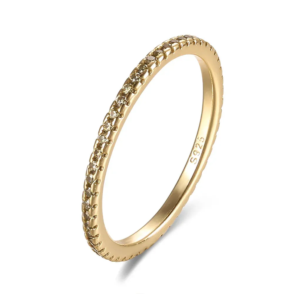 Real 925 Sterling Silver Colorful CZ Rings Stack-able Personalized Gold Color Platinum Plated for Women Fine