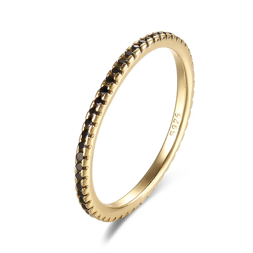 Real 925 Sterling Silver Colorful CZ Rings Stack-able Personalized Gold Color Platinum Plated for Women Fine