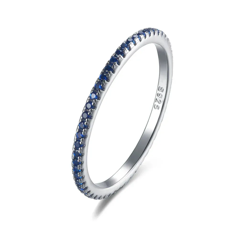 Real 925 Sterling Silver Colorful CZ Rings Stack-able Personalized Gold Color Platinum Plated for Women Fine