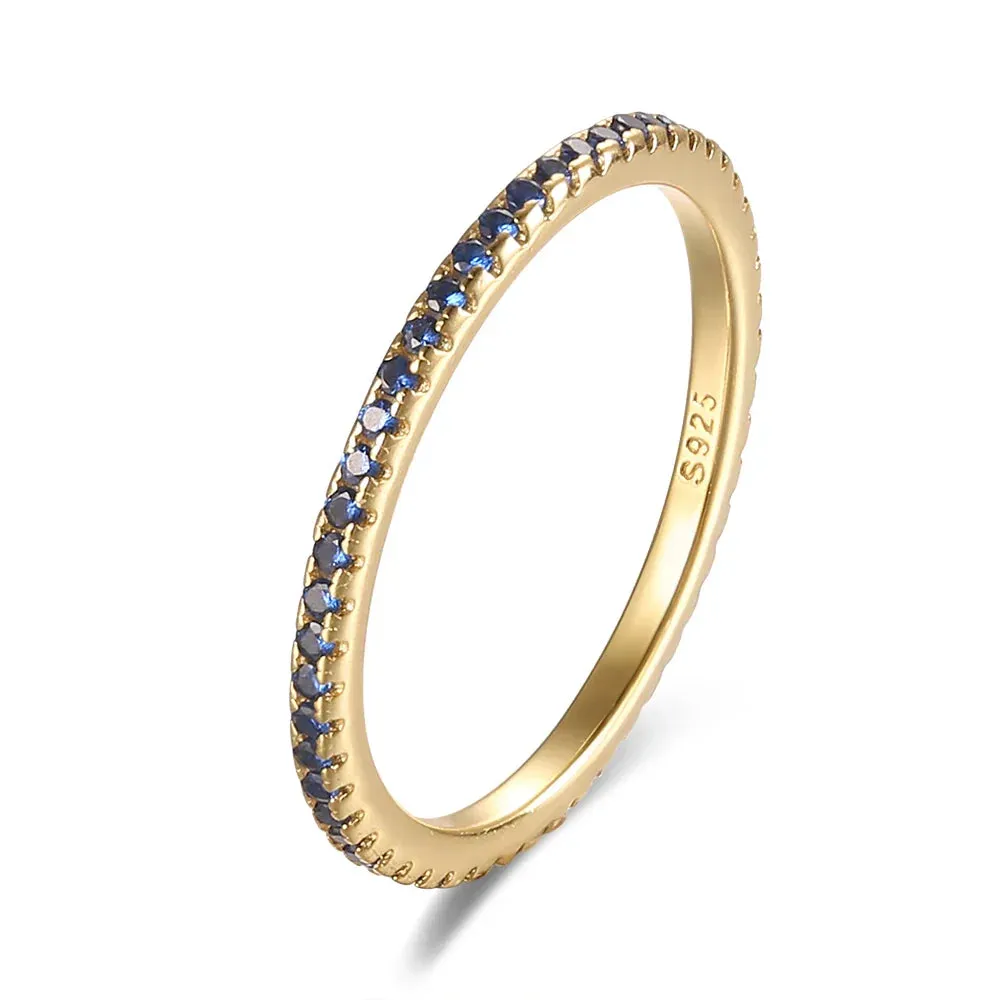 Real 925 Sterling Silver Colorful CZ Rings Stack-able Personalized Gold Color Platinum Plated for Women Fine