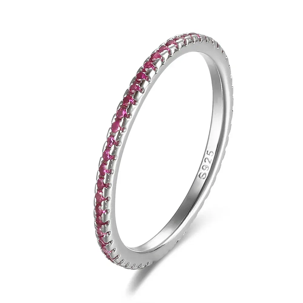 Real 925 Sterling Silver Colorful CZ Rings Stack-able Personalized Gold Color Platinum Plated for Women Fine