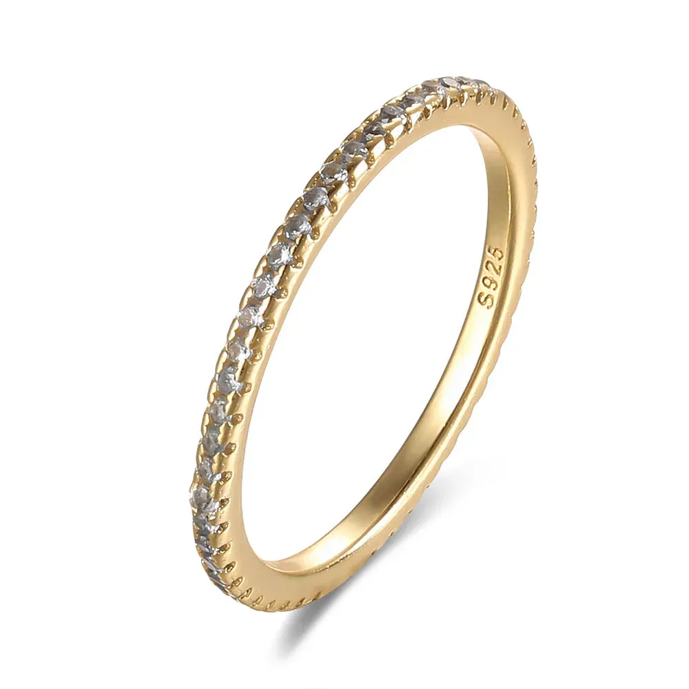 Real 925 Sterling Silver Colorful CZ Rings Stack-able Personalized Gold Color Platinum Plated for Women Fine