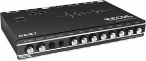 Recoil RE-Q7 7 Band 1/2 DIN Pre-Amp Car Audio Parametric Graphic Equalizer with RCA & Auxiliary Inputs, High Level Inputs, High Voltage RCA Outputs