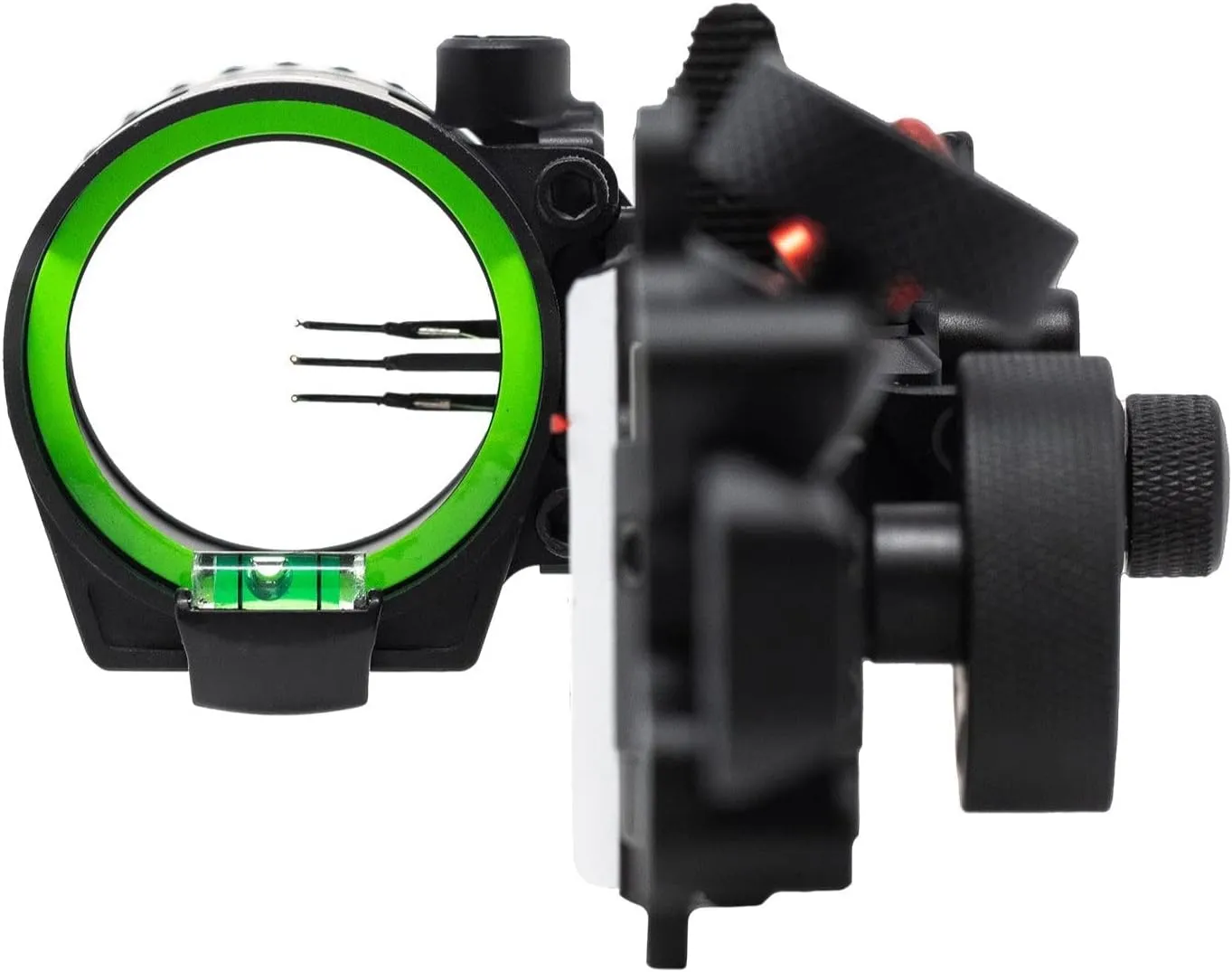 REDLINE Three Pin Right Handed Bow Sight, .019 Fiber 2 Upper Pins and .010 Lower Pin with 1st 2nd & 3rd Axis Adjustments - Mathews Bridge-Lock Compatible Dovetail