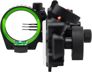 REDLINE Three Pin Right Handed Bow Sight, .019 Fiber 2 Upper Pins and .010 Lower Pin with 1st 2nd & 3rd Axis Adjustments - Mathews Bridge-Lock Compatible Dovetail