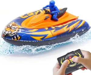 Remote Control Boat for Kids with Inflatable Bumper Rechargeable Battery USB Charge rc Boat for Pool Kids 8-12 Years Birthday Gift Summer Water Toy Blue