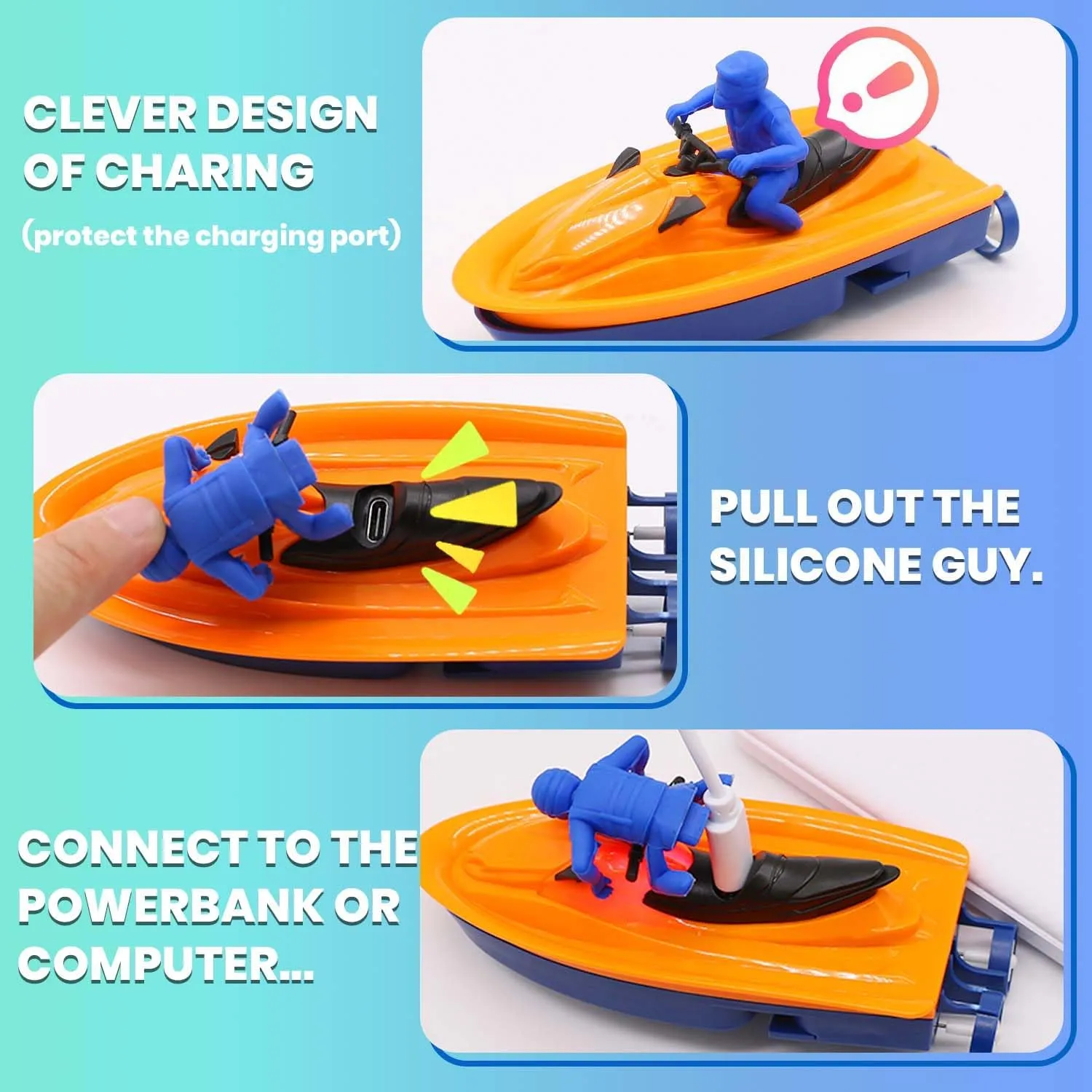 Remote Control Boat for Kids with Inflatable Bumper Rechargeable Battery USB Charge rc Boat for Pool Kids 8-12 Years Birthday Gift Summer Water Toy Blue