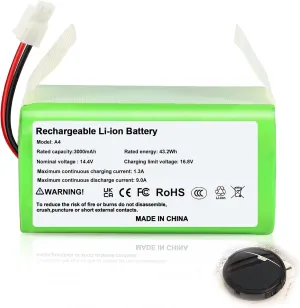 Replacement Battery for ILIFE A4, A4s, A4s Pro, A6, A7, A9, V7, V7s, V7s Plus Robot Vacuum Cleaners,14.4V 3000mAh Li-ion Battery