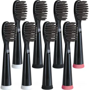 Replacement Electric Toothbrush Heads for Fairywill, Sonic-FX, SnapWhite – Soft Nylon Charcoal Bristle Twist Lock Replacement Tooth Brush Head, Compatible with Electric Toothbrushes (Black,Pack of 8)