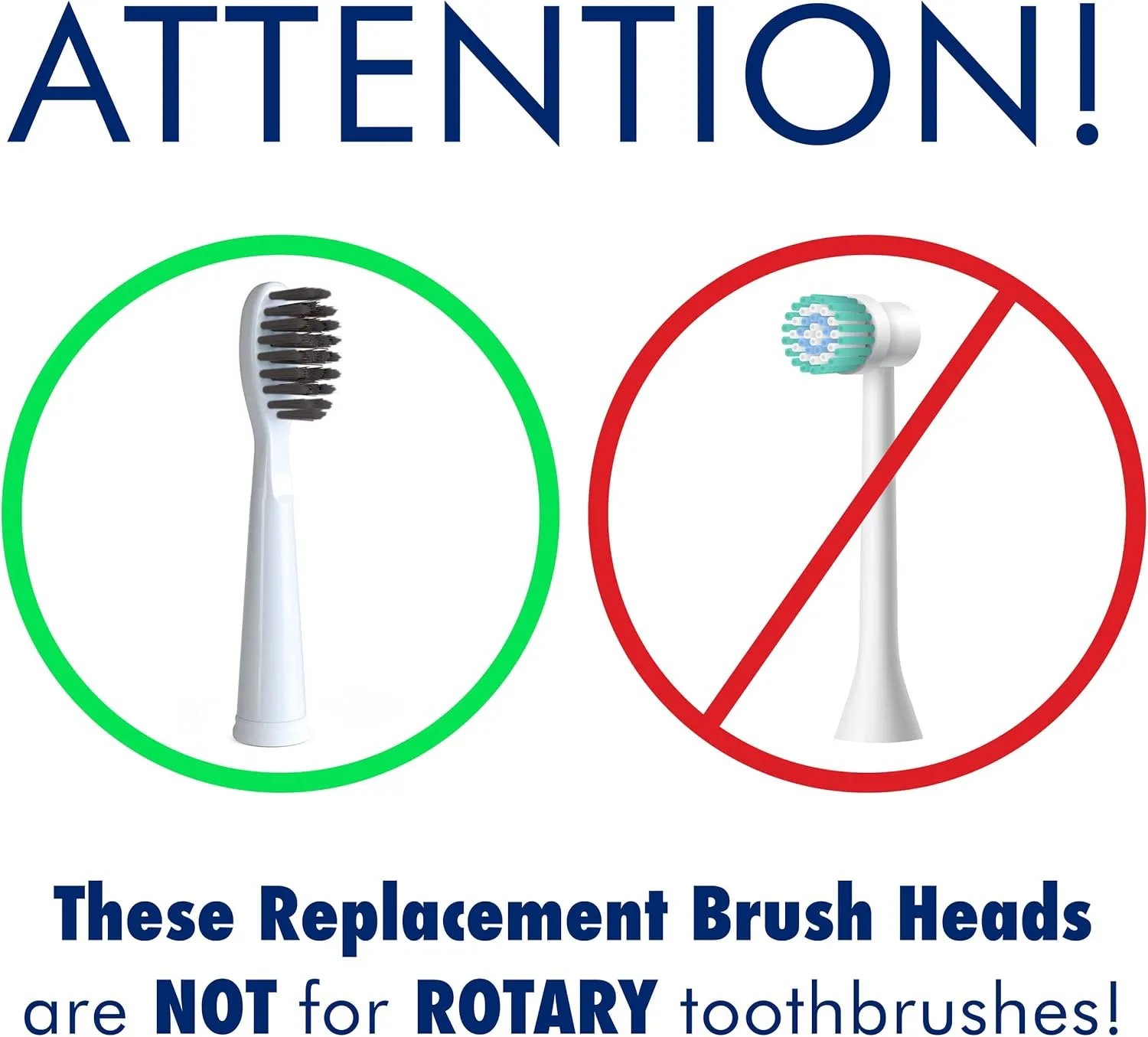 Replacement Electric Toothbrush Heads for Fairywill, Sonic-FX, SnapWhite – Soft Nylon Charcoal Bristle Twist Lock Replacement Tooth Brush Head, Compatible with Electric Toothbrushes (White, Pack of 8)