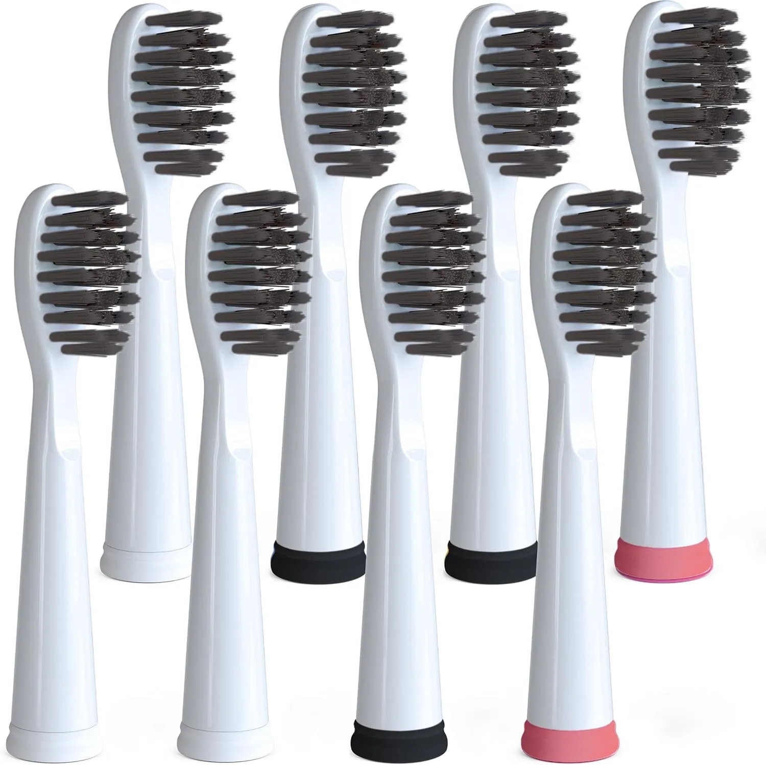 Replacement Electric Toothbrush Heads for Fairywill, Sonic-FX, SnapWhite – Soft Nylon Charcoal Bristle Twist Lock Replacement Tooth Brush Head, Compatible with Electric Toothbrushes (White, Pack of 8)