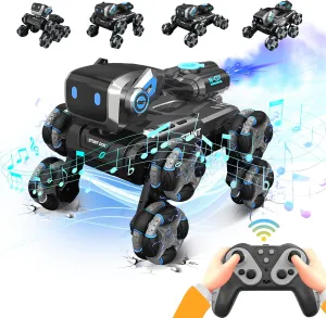 Robot Dog Toy for Kids,2.4Ghz Remote Control Dog Stunt Robot Dog 2nd Gen Remote Control Cars Stunt Rc Cars with Light & Sound Toys Christmas Birthday Gifts for 8 9 10 11 12 Year Old Boys(gray)