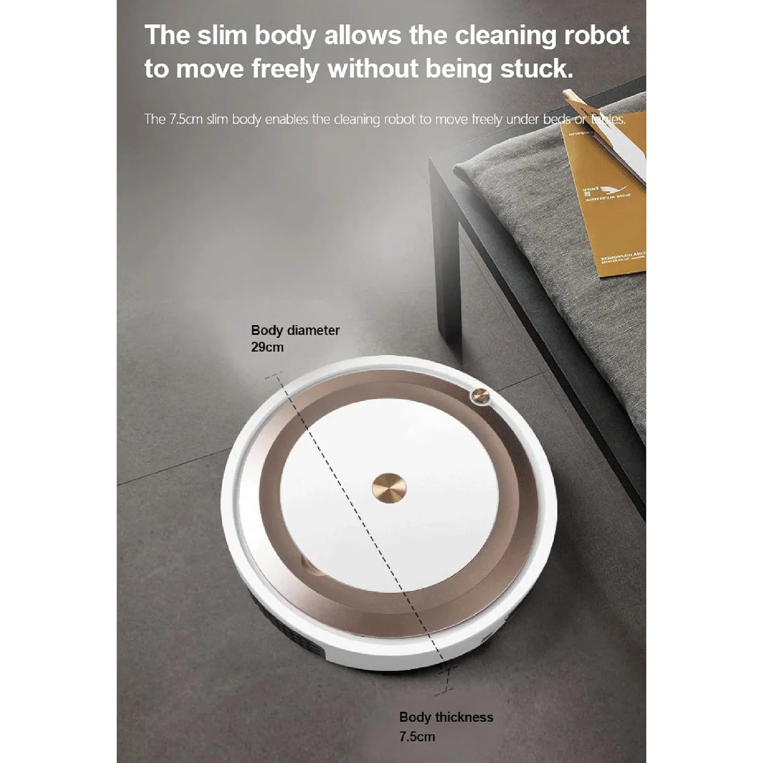 Robot Vacuum Cleaner, Super-Thin Robotic Vacuum with Mop, Low Noise, App Control, Schedule Cleaning, Auto Sweeper for Hard Floor, Carpet, Pet Hair,E (H)