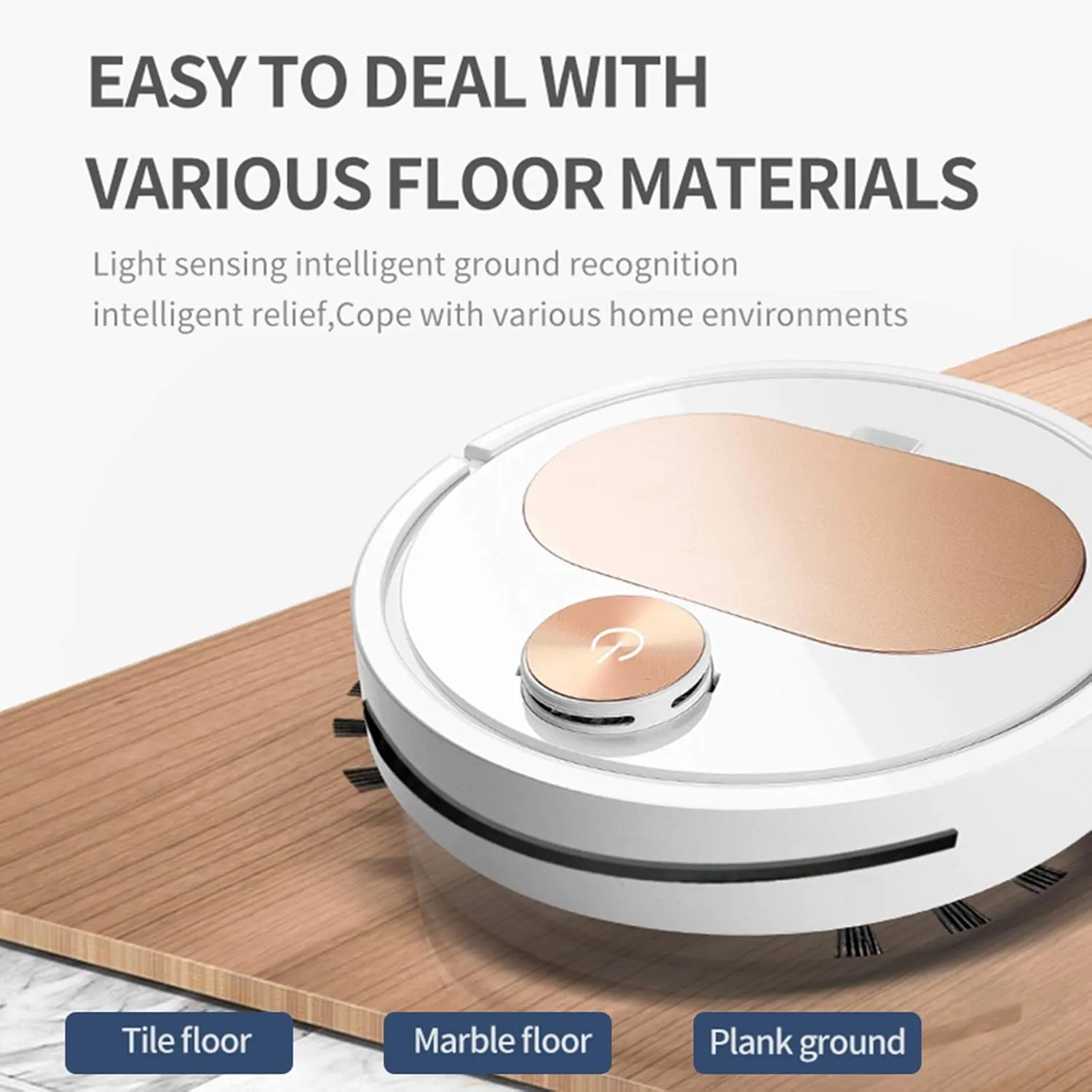 Robot Vacuum Cleaner, Sweeping and Mopping 2 in 1, APP Control, Slim Quiet Smart Robotic Vacuums for Low-Pile Carpets, Hard Floors and Pet Hair,Gold (Silver)