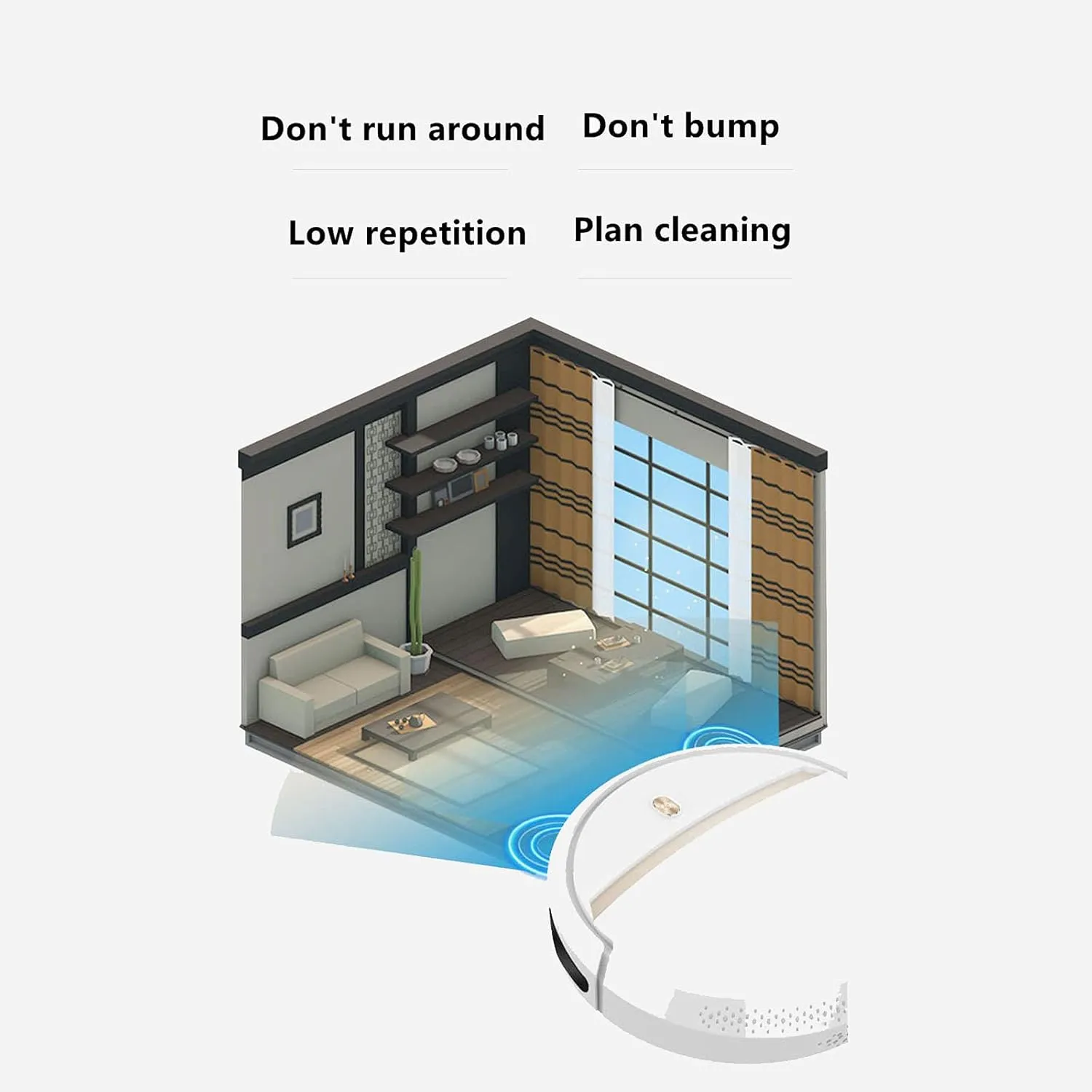 Robot Vacuum Cleaner with Mop, 1500Pa Strong Suction, Quiet, Battery up to 2.5 s, Robotic Vacuums for Hard Floors and Pet Hair,Green (Green)