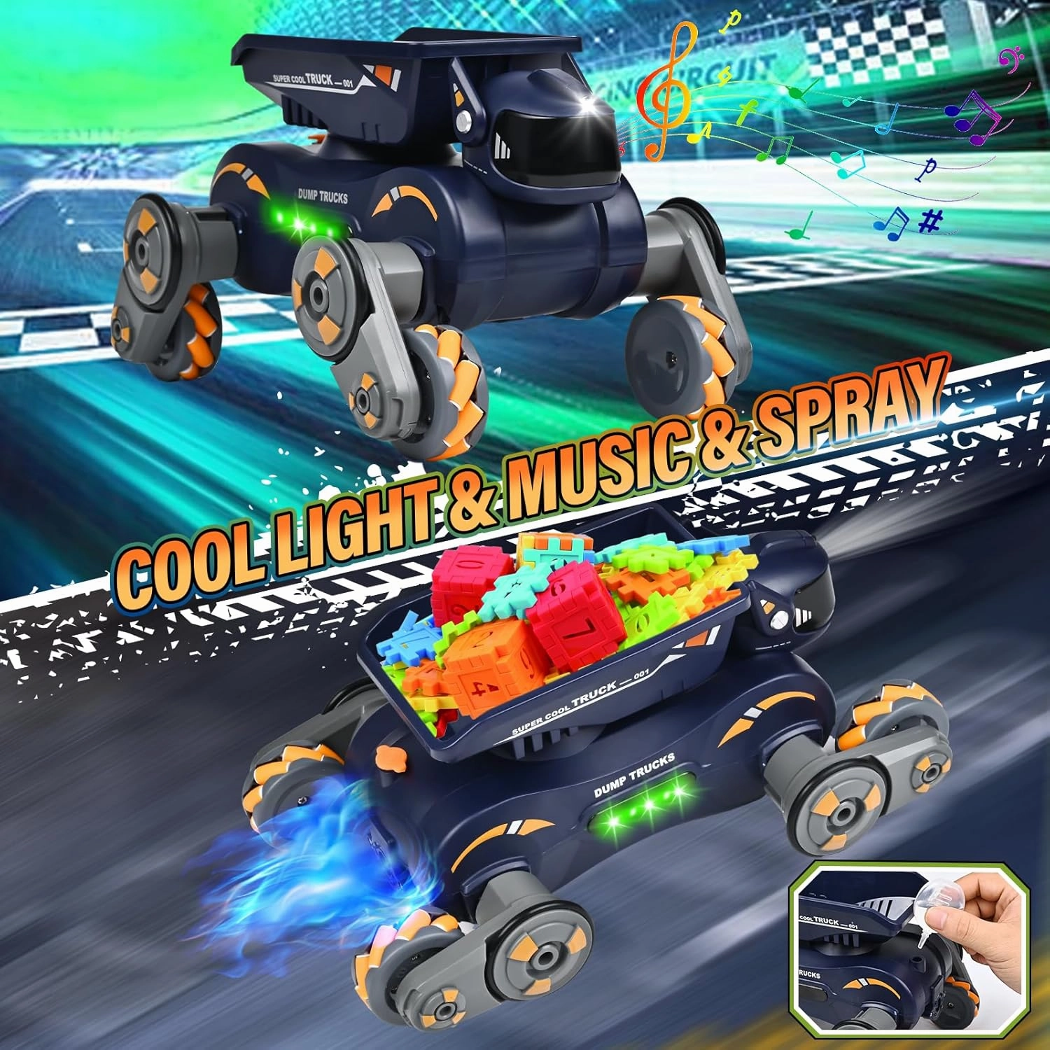 Robot Dog Toys for Boys Girls, Remote Control Car for Kids Ages 5-7, Rechargeable RC Car Stunt Kids Toy with Light Music Gesture Sensing RC Trucks Robot Toys for 8-12 Boys Girls Birthday Gift Orange