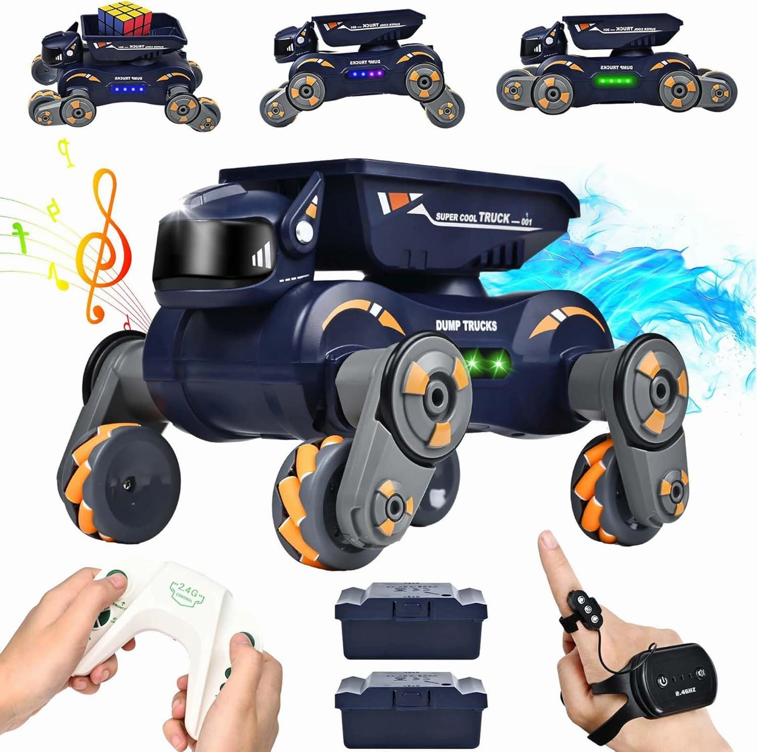 Robot Dog Toys for Boys Girls, Remote Control Car for Kids Ages 5-7, Rechargeable RC Car Stunt Kids Toy with Light Music Gesture Sensing RC Trucks Robot Toys for 8-12 Boys Girls Birthday Gift Orange