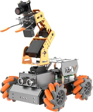 Robotic Arm for Raspberry Pi 5/4B AI Vision Open Source Mecanum Wheel Chassis Robot Car Kit 5 DOF/Axis Smart Robot Arm DIY, MatserPi with Raspberry Pi 5 4GB