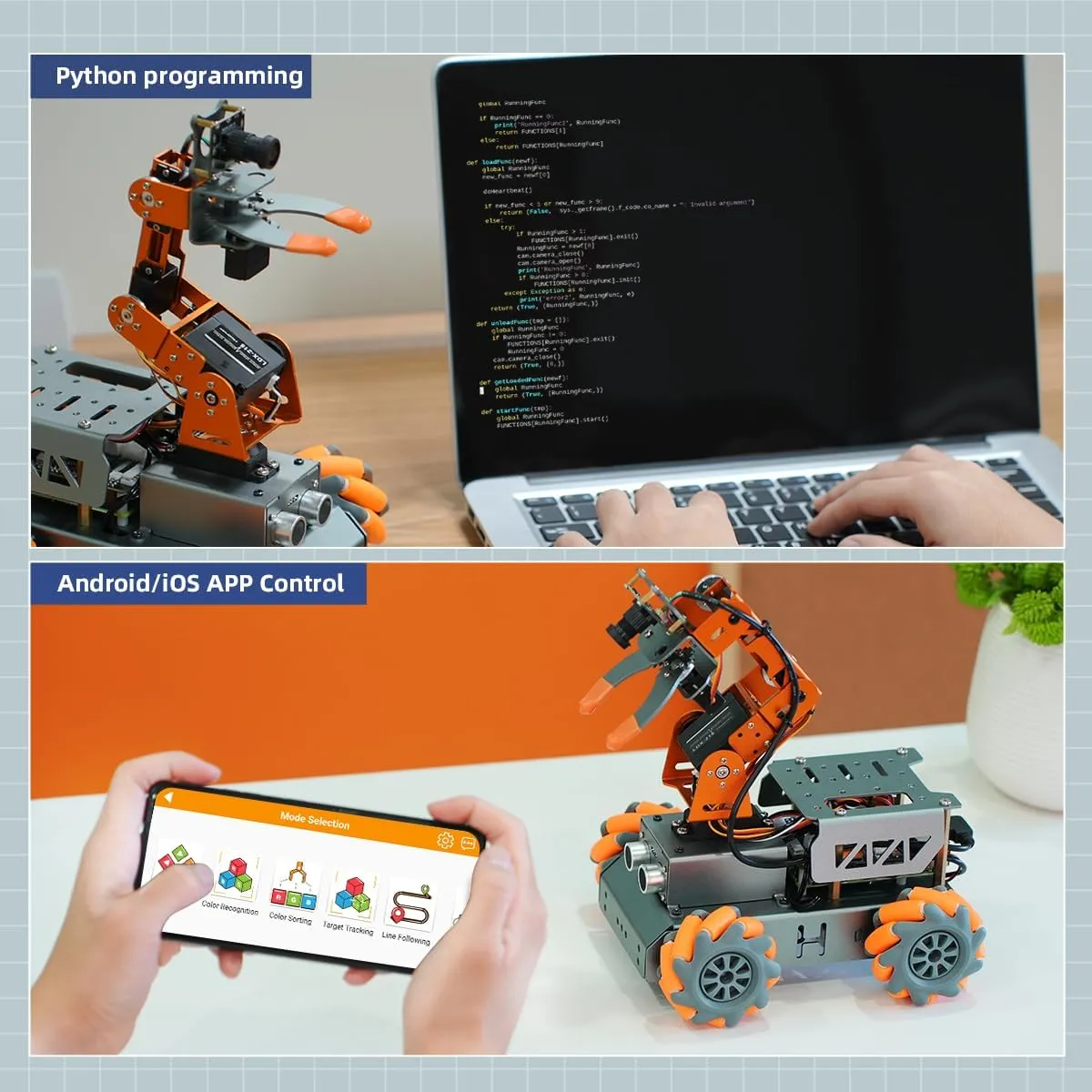 Robotic Arm for Raspberry Pi 5/4B AI Vision Open Source Mecanum Wheel Chassis Robot Car Kit 5 DOF/Axis Smart Robot Arm DIY, MatserPi with Raspberry Pi 5 4GB