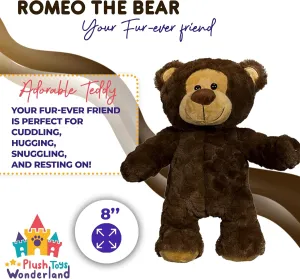 Romeo The Bear 8 inch Plush Teddy – Soft, Cuddly Stuffed Animal Toy for Kids, Small Cute Bear for Toddlers, Collectible Plush, Ideal Gift for Any Occasion