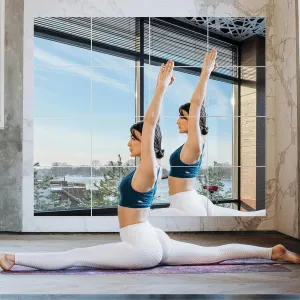 Ruomeng Home Gym Mirrors 14" x 12" x 16Pcs Wall Mounted Mirror Glass Frameless Full Length Mirror Tiles for Home Gym, Bedroom, Door & Bathroom