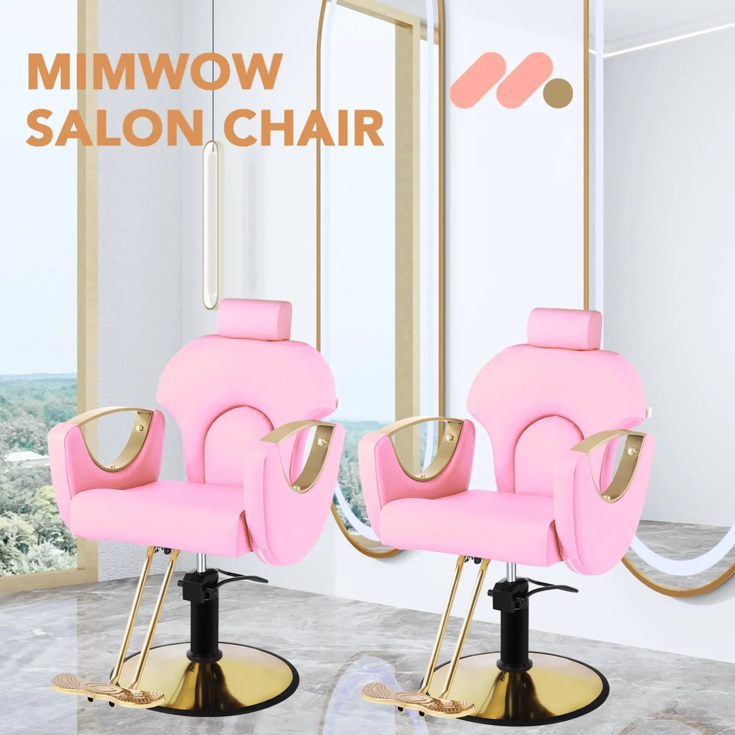 Salon Chair, Reclining Salon Chair for Hair Stylist, Barber Chair with Heavy Duty Hydraulic Pump, Tattoo Braiding Beauty Spa Equipment, Pink