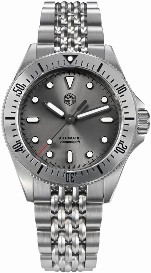 San Martin Men Watch 38.8mm Automatic Mechanical Wristwatch 20ATM BGW-9 Luminous Sapphire NH35 120 Clicks Steel Bezel