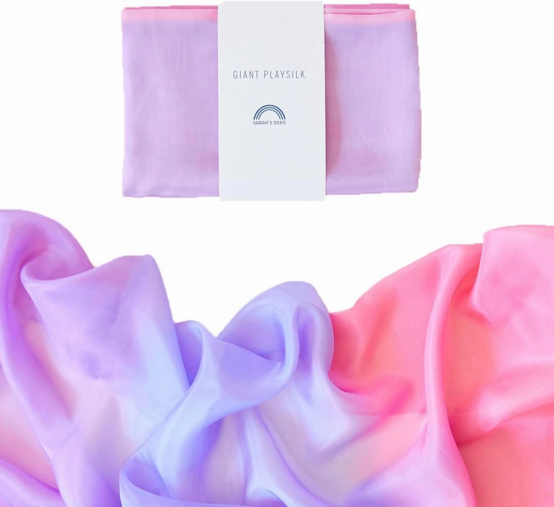 Sarah's Silks Giant Playsilk | 100% Silk Toy for Toddlers | Bright Colored Large Scarves for Fort Building and Pretend Play - Blossom