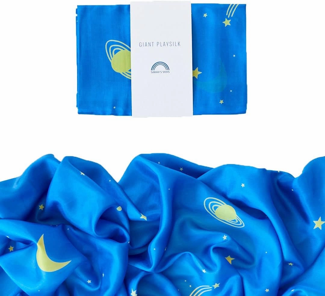 Sarah's Silks Giant Playsilk | 100% Silk Toy for Toddlers | Bright Colored Large Scarves for Fort Building and Pretend Play - Starry Night