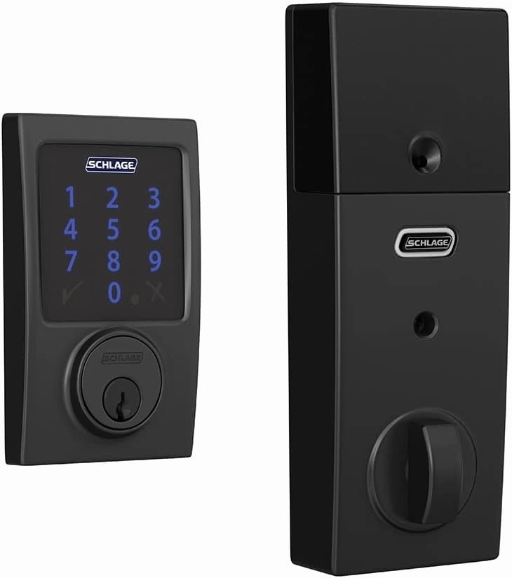 SCHLAGE BE469ZP CEN 626 Connect Smart Deadbolt With Alarm Inbuilt Century Trim In Satin Chrome