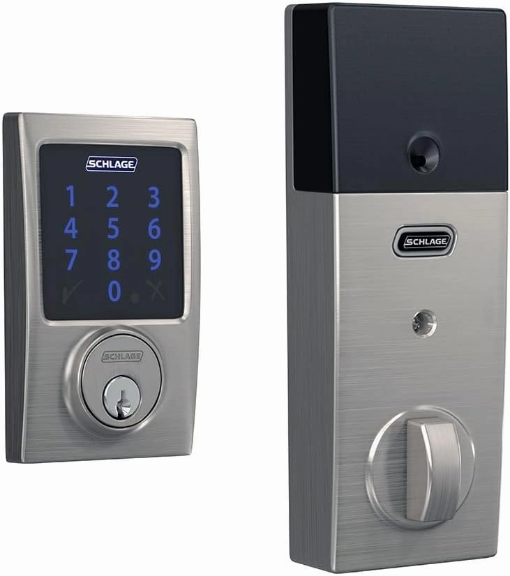 SCHLAGE BE469ZP CEN 626 Connect Smart Deadbolt With Alarm Inbuilt Century Trim In Satin Chrome
