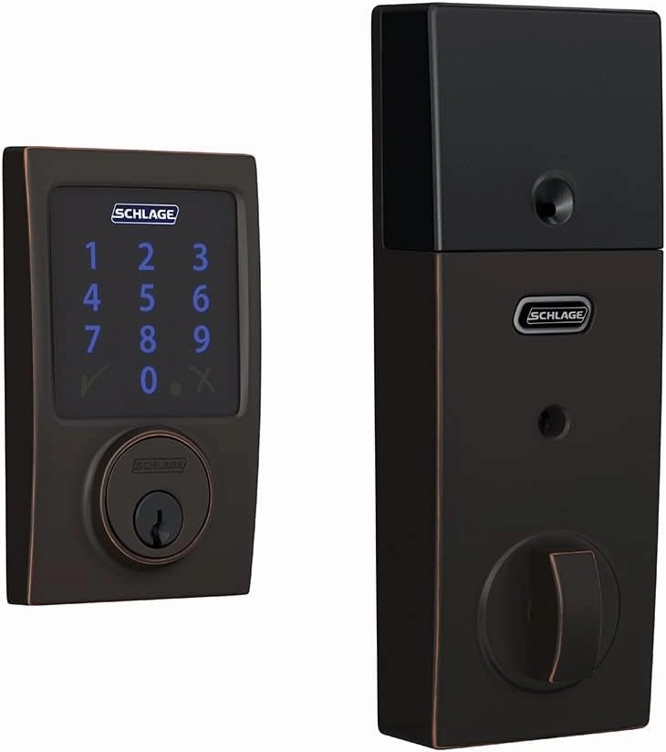 SCHLAGE BE469ZP CEN 626 Connect Smart Deadbolt With Alarm Inbuilt Century Trim In Satin Chrome