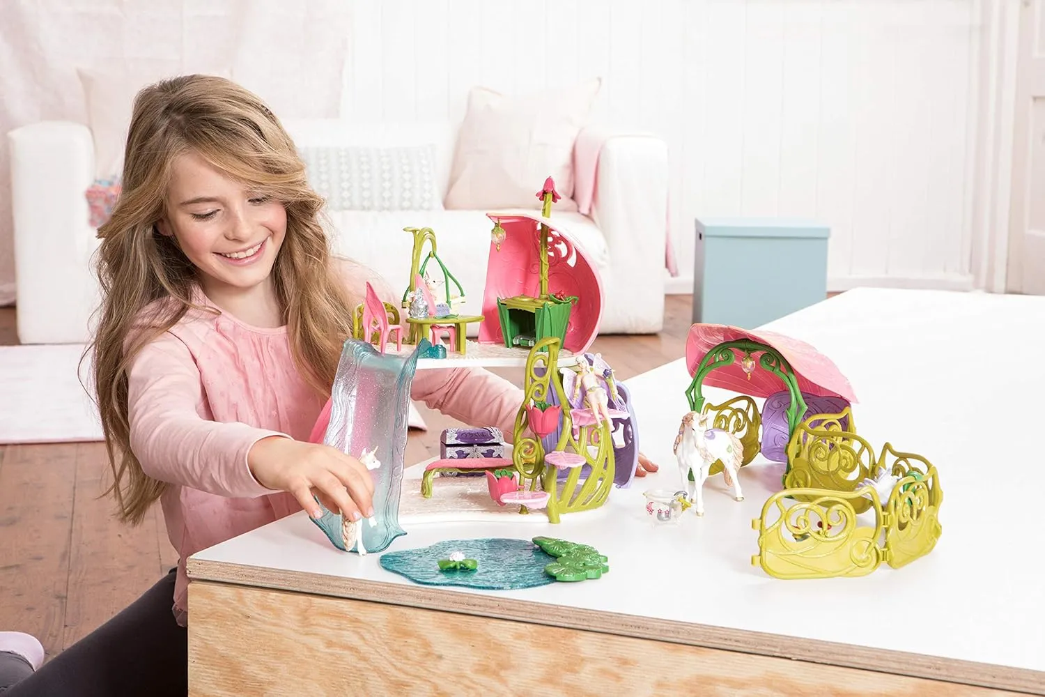 Schleich bayala 54-Piece Fairy Dollhouse & Stable with Unicorns Toy Set for Kids Ages 5-12
