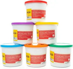 School Smart Modeling Dough, 3-1/3 Pound Buckets, Assorted Colors, Set of 6