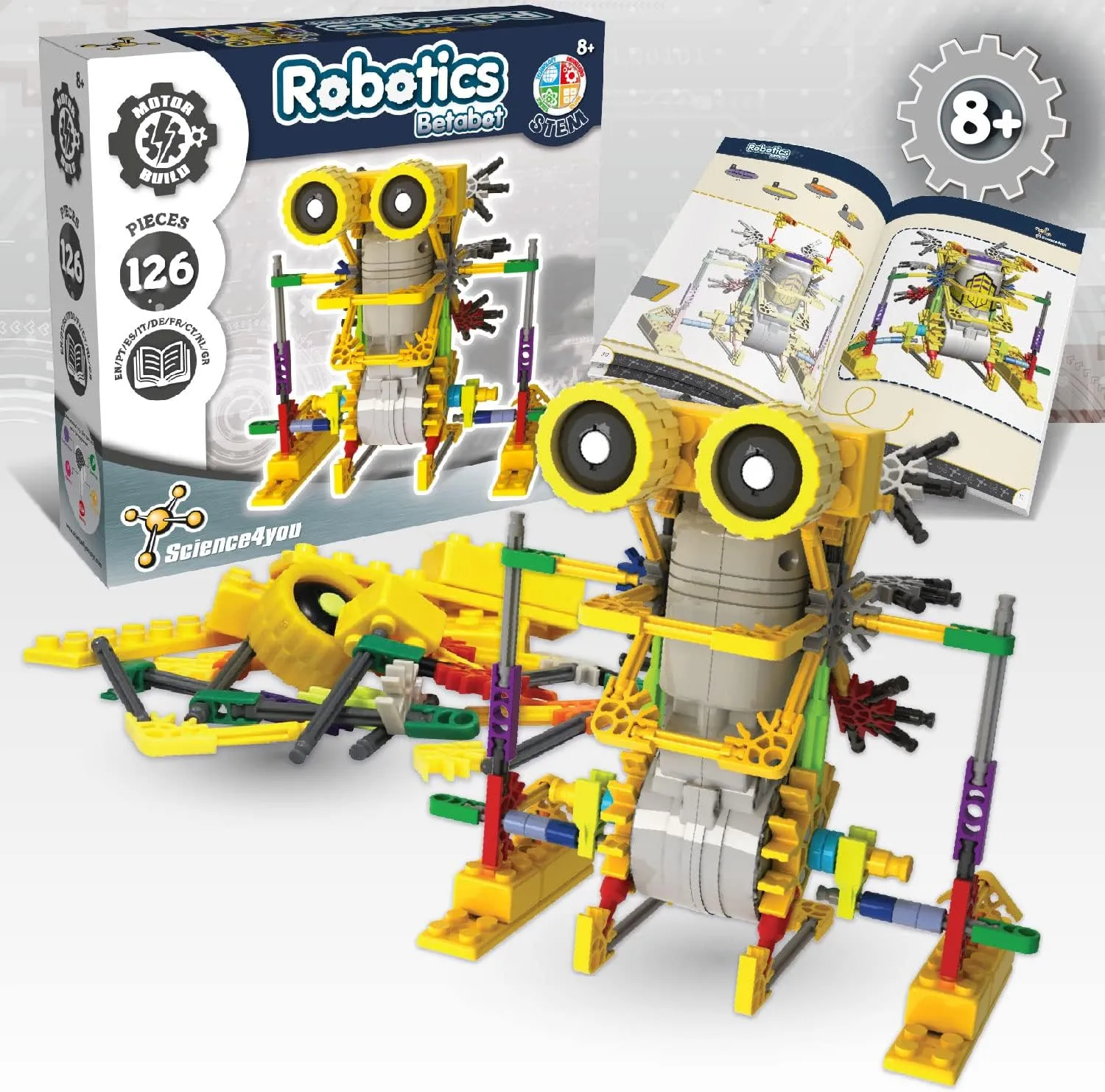 Science4you - Betabot Robot Building Kit for Kids 8-14 Years - Build Your Own Robot with This Construction Kit, Robotics Kit with 126 Pieces, Educational Toys for 8 Year Olds, Stem Toys Age 8 